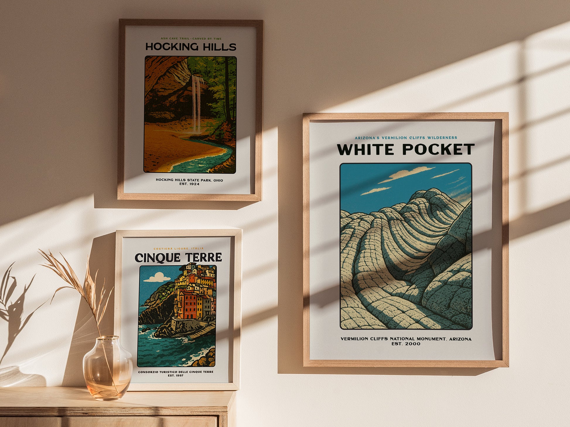 White Pocket Arizona Poster | Vermilion Cliffs Vintage Travel Wall Art
