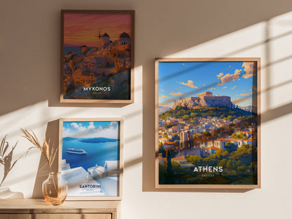 Athens Greece Acropolis & Parthenon Poster | Historic Europe Travel Print Wall Art