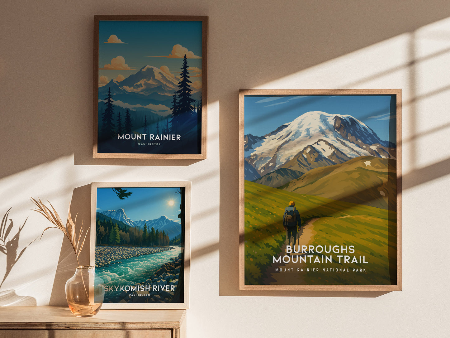 Burroughs Mountain Trail Poster | Mount Rainier National Park Wall Art Print | Framed or Unframed