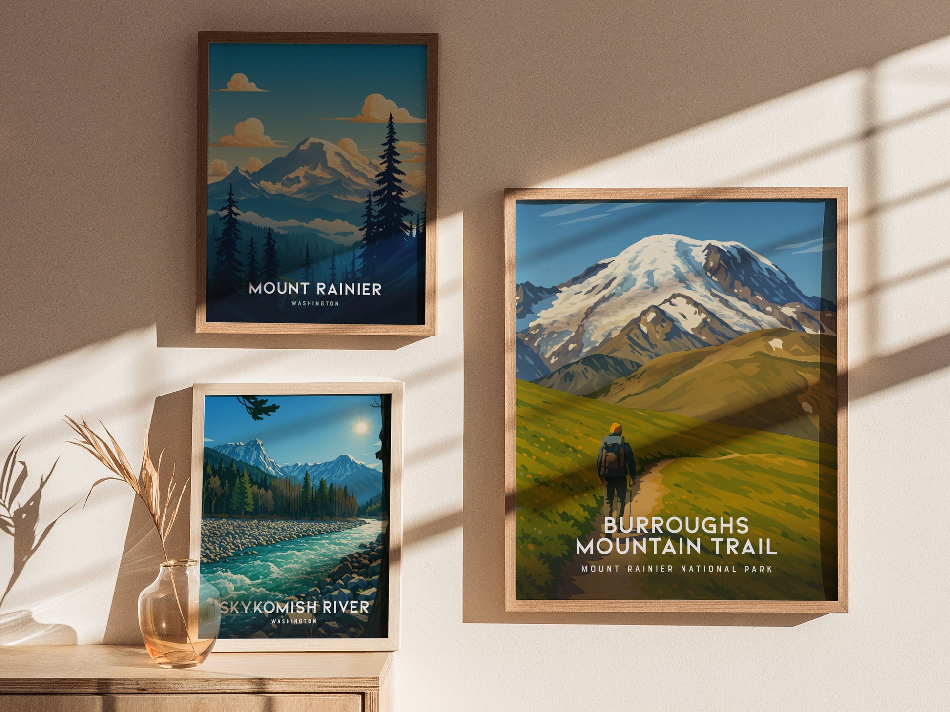 Burroughs Mountain Trail Poster | Mount Rainier National Park Wall Art Print | Framed or Unframed