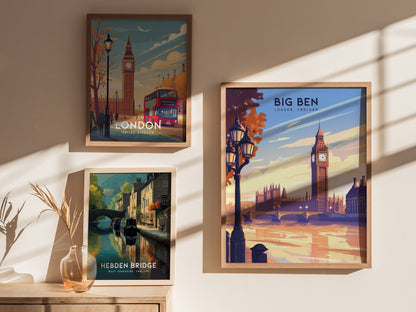 Big Ben London Poster | UK England Travel Wall Art