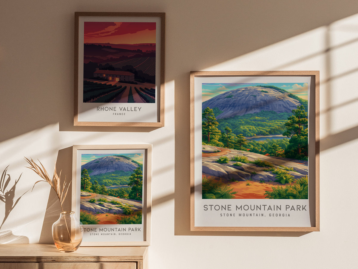 Stone Mountain Park Matte Border Poster | Stone Mountain, Georgia Destination Print — styled in a modern interior