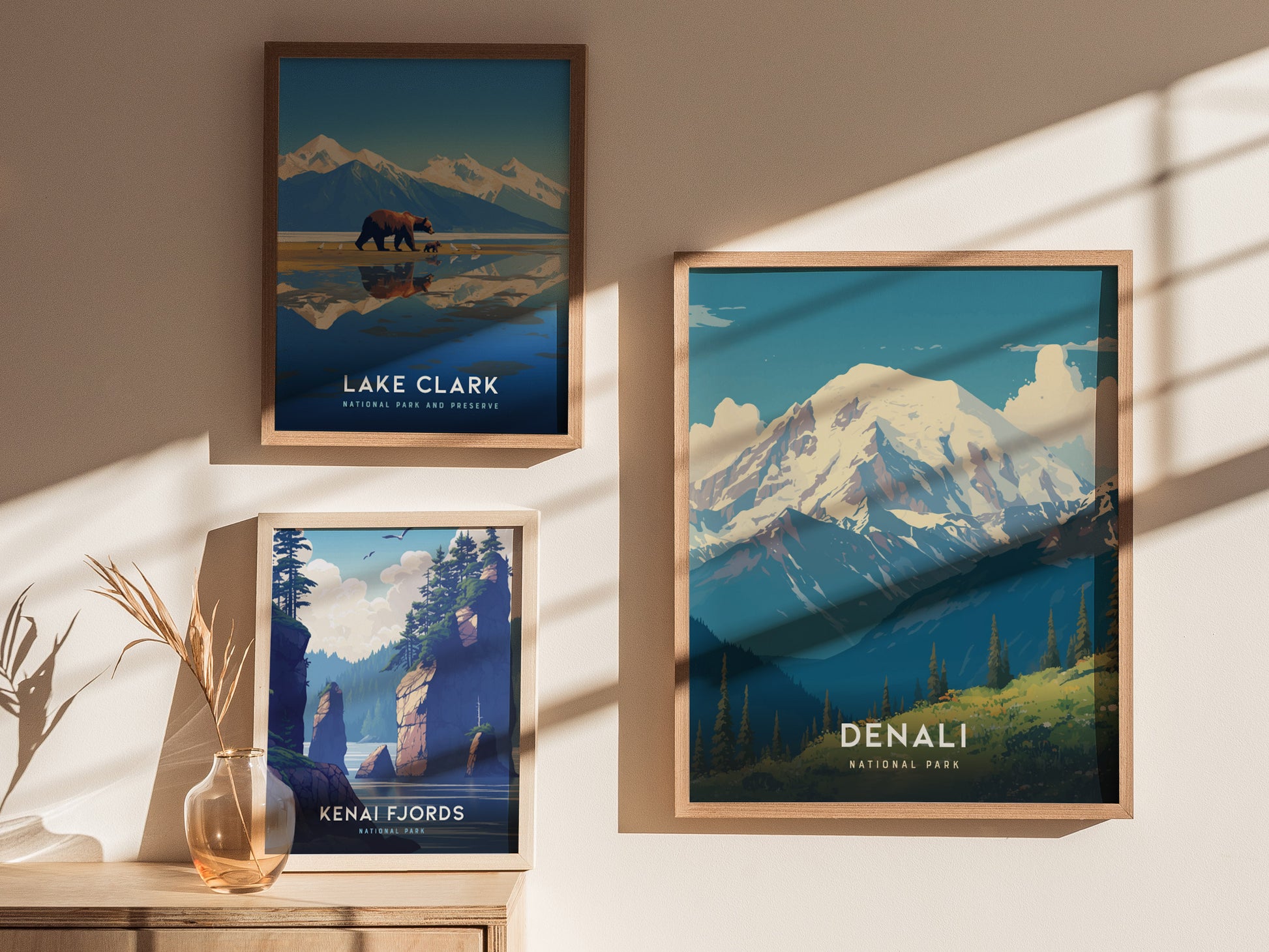Denali National Park Poster | Alaska Hiker Print Wall Art | Framed or Unframed