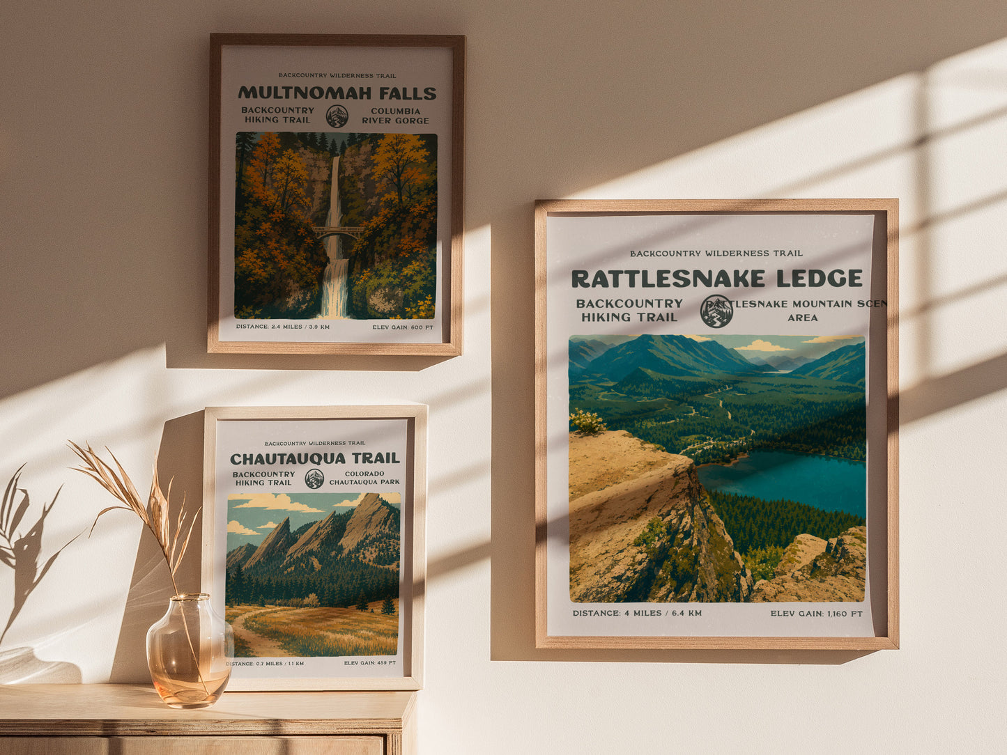 Rattlesnake Ledge, North Bend Poster | Hiker Gift | Bold Summit Views Wall Art — styled in a modern interior