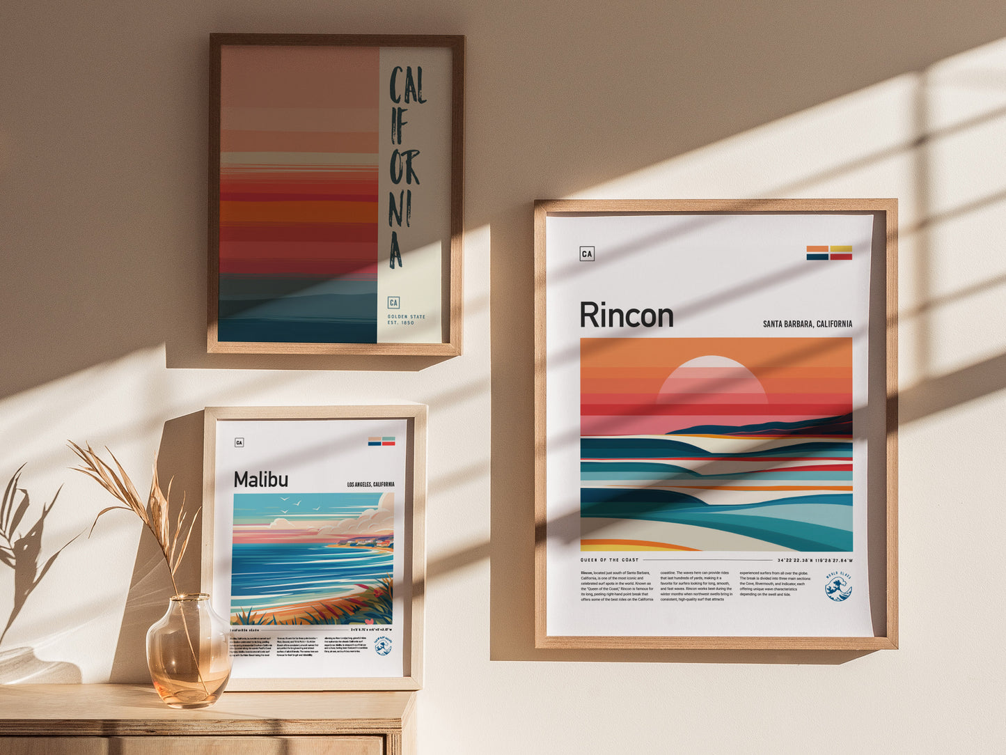 Rincon California Surf Poster | Santa Barbara Surfer Print