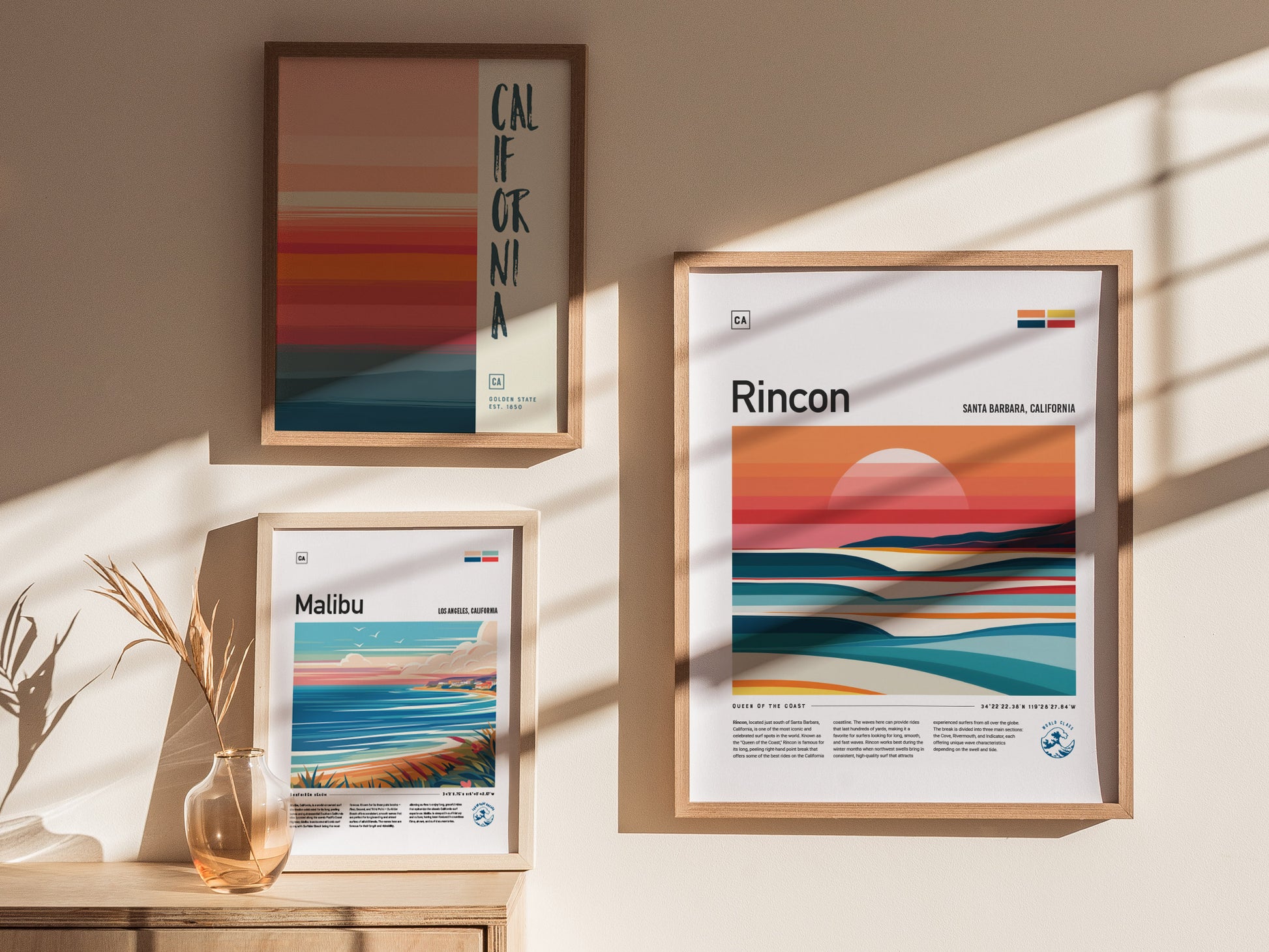 Rincon California Surf Poster | Santa Barbara Surfer Print