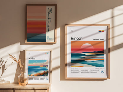 Rincon California Surf Poster | Santa Barbara Surfer Print