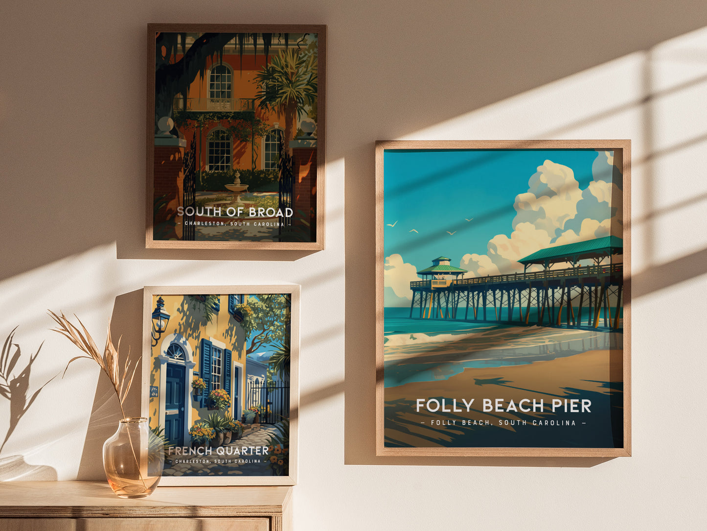 Folly Beach Pier Poster | South Carolina Fishing Wall Art | Framed or Unframed