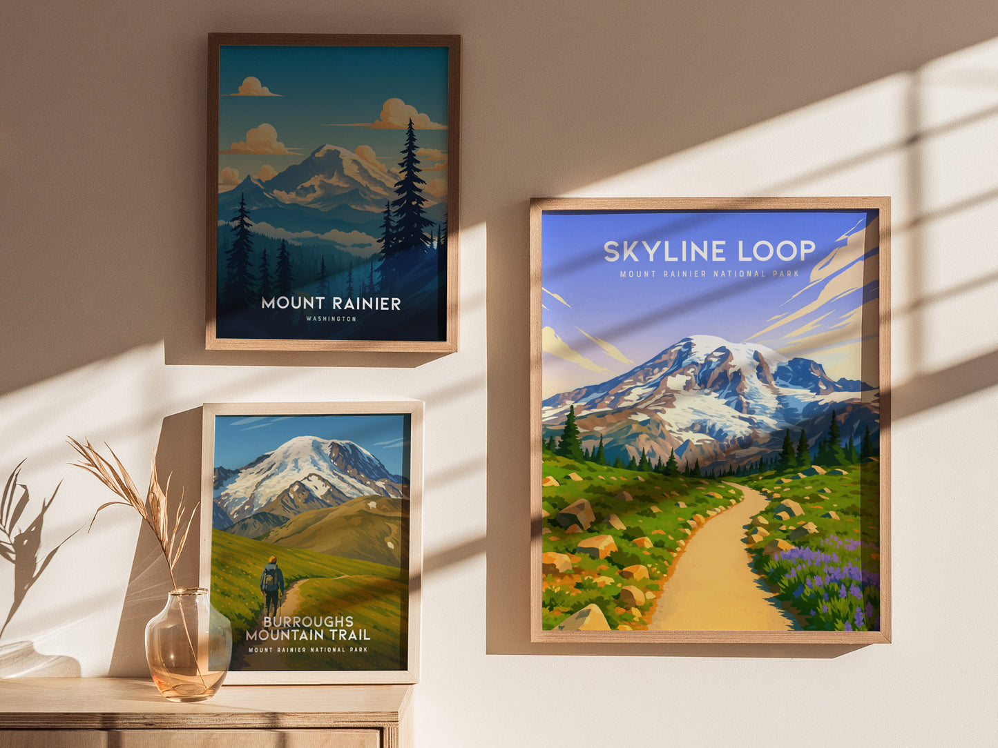 Skyline Loop Trail Poster | Mount Rainier Art | Washington Hiking Print