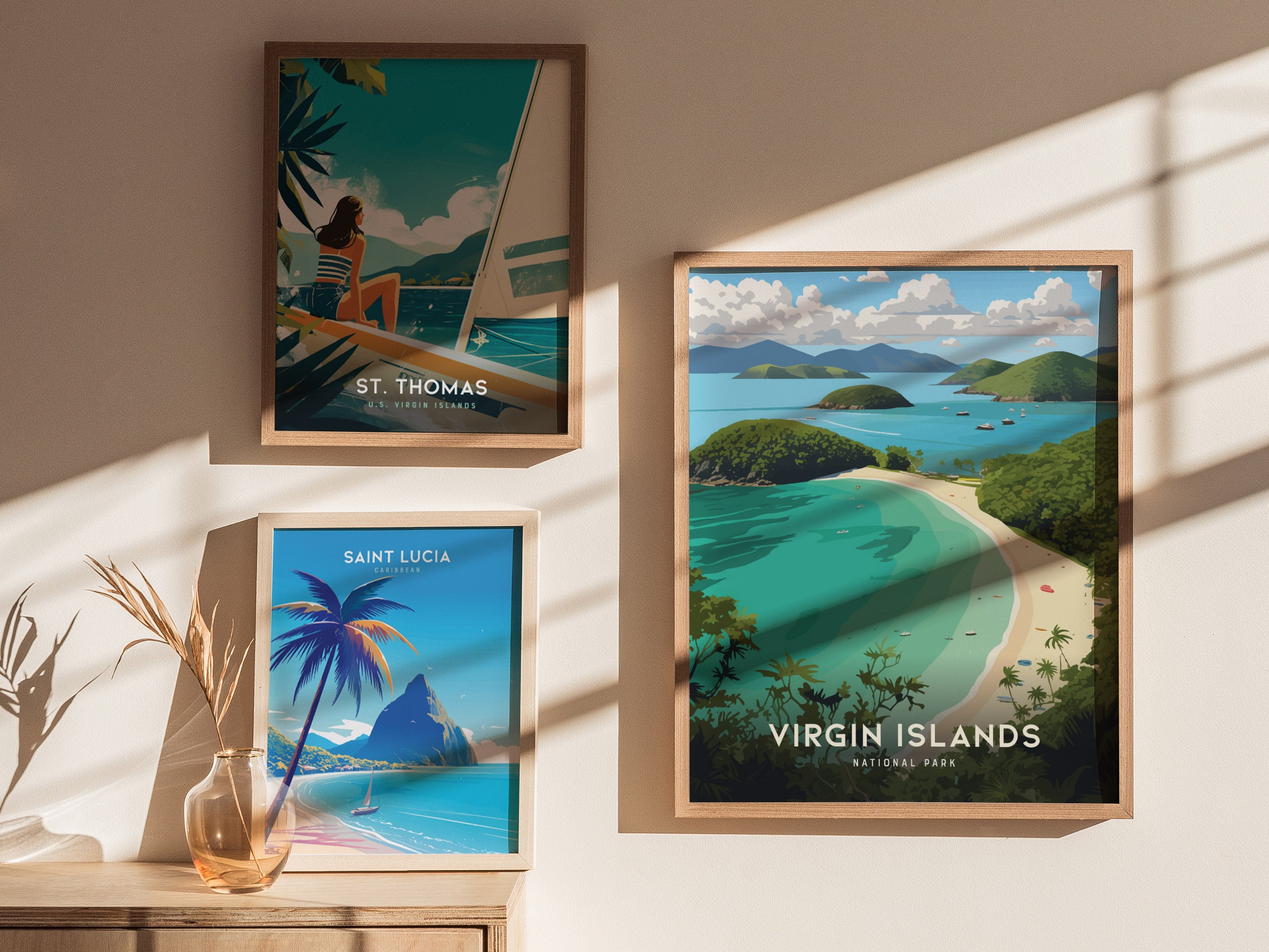 Virgin Islands National Park Poster | Trunk Bay Beach Art | Framed