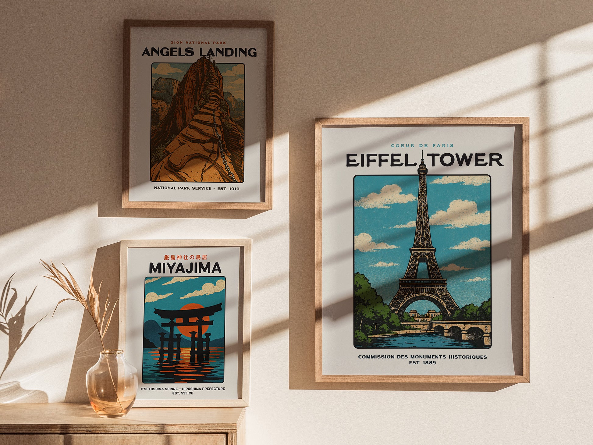 Eiffel Tower Block Print | Vintage Paris France Wall Art | Framed or Unframed