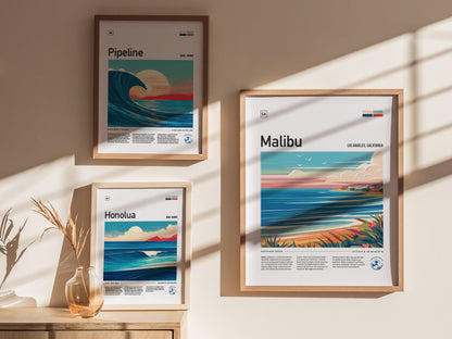 Malibu Surfrider Beach Poster | California Point Break Surf Art
