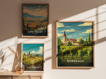 Bordeaux France Winery Travel Print | Wine Country Wall Art | Framed or Unframed
