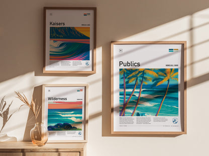 Publics, Hawaii Poster | Tropical Surf Break Island Wall Art — styled in a modern interior