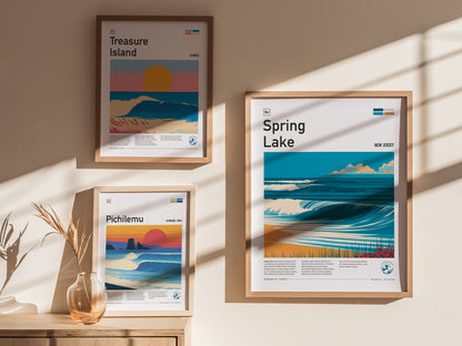 Spring Lake, New Jersey Poster | Surf Wall Art & Coastal Charm Print — styled in a modern interior