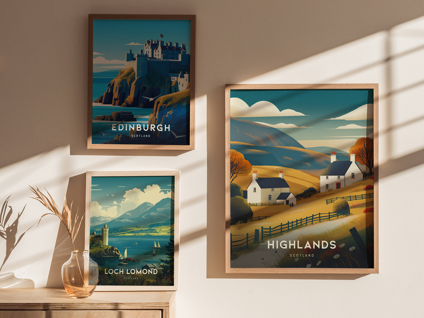 Scotland Highlands Poster | Scottish Travel Art | Loch Ness Print