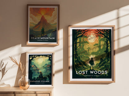 Zelda Lost Woods Poster | BOTW Fan Art Print | Mystical Hyrule Wall Decor | Framed or Unframed