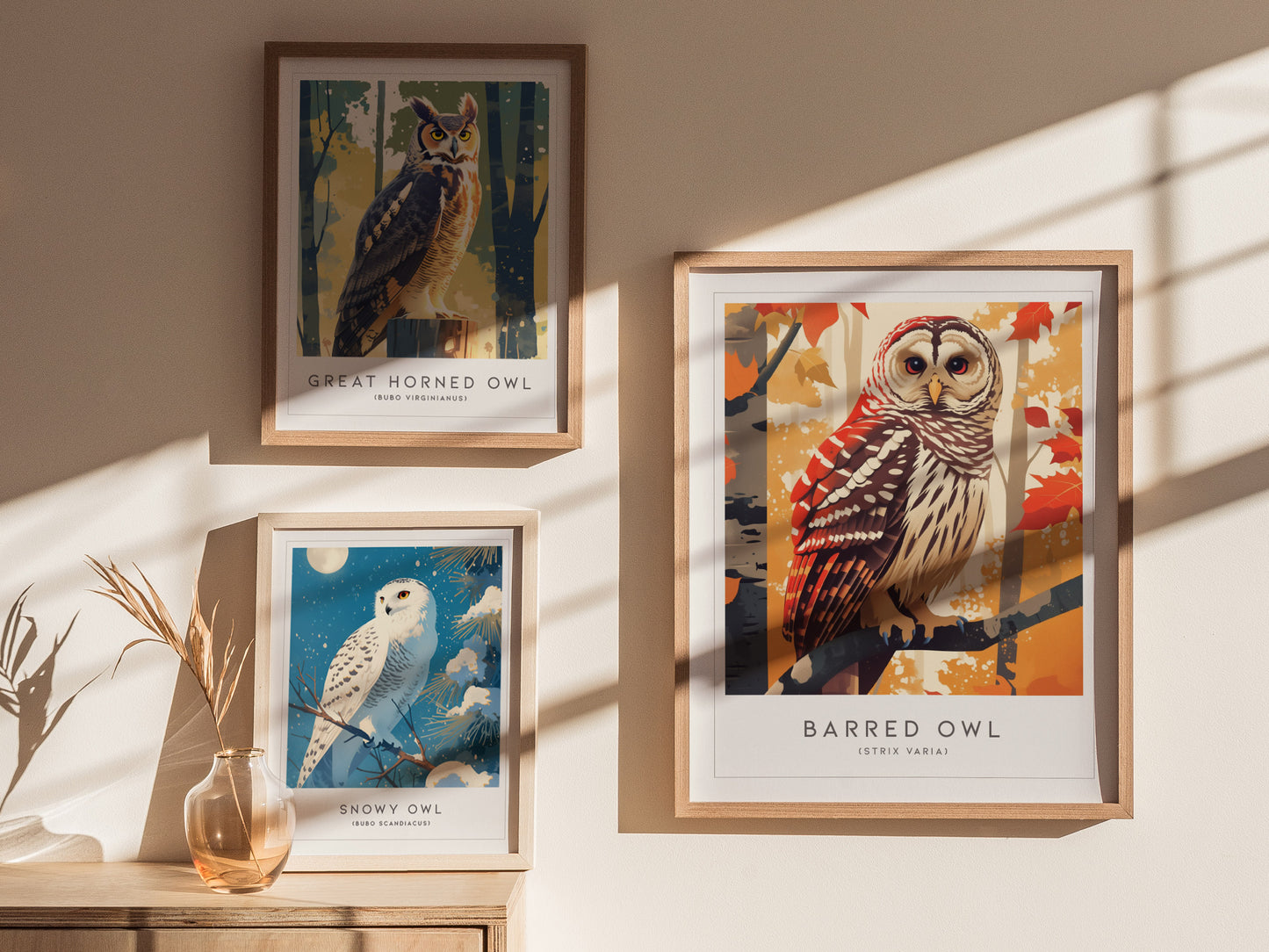 Barred Owl Framed Poster | Hoot Owl Nature Bird Lover Nature Modern Wall Art | Bird Of Prey Audubon Print Farm House Decor