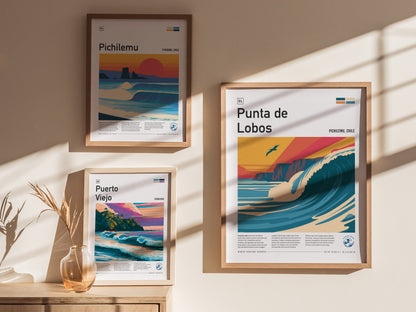 Punta de Lobos, Chile Poster | Dramatic Cliffs & Surf Wall Art — styled in a modern interior
