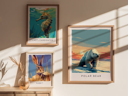Polar Bear, Arctic Wildlife Poster | Majestic Ice Kingdom Explorer Wall Art — styled in a modern interior