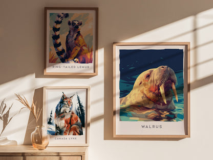 Walrus, Odobenus rosmarus Poster | Arctic Wildlife Majesty Wall Art — styled in a modern interior