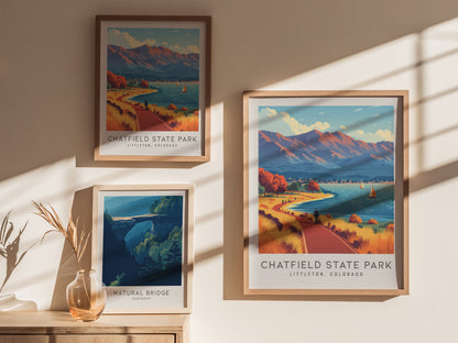 Chatfield State Park Matte Border Poster | Littleton, Colorado Travel Wall Art — styled in a modern interior