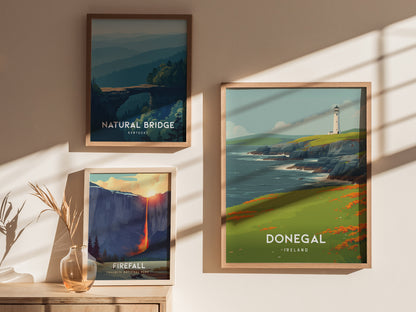 Donegal, Ireland Poster | Rugged Cliffs & Celtic Coast Wall Art — styled in a modern interior