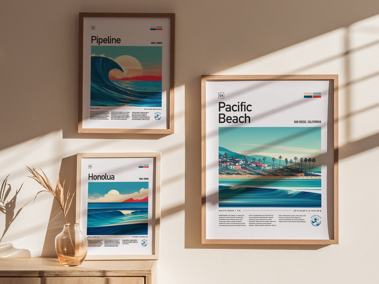 Pacific Beach California Surf Poster | Crystal Pier Surfer Art Print