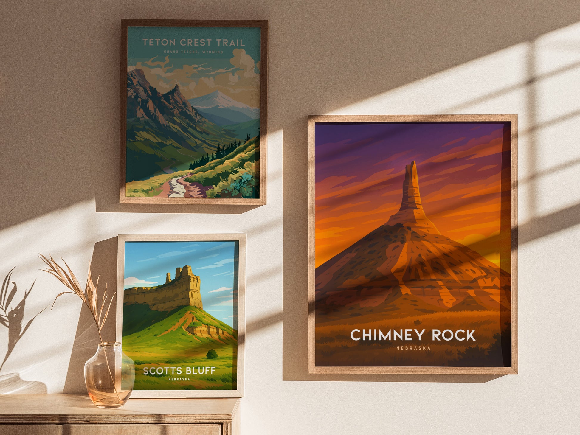 Chimney Rock Nebraska Poster | Vintage Western Landscape Travel Art