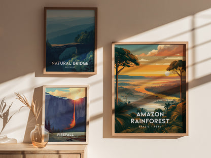 Amazon Rainforest, South America Poster | Lush Jungle & Exotic Wildlife Wall Art — styled in a modern interior