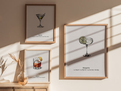 Margarita Cocktail Poster | Classic Tequila Lime Bar Art Print — styled in a modern interior