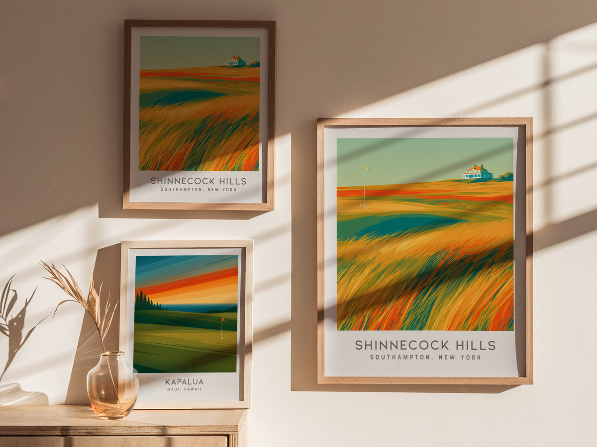 Shinnecock Hills Matte Border Poster | Southampton, New York Golf Wall Art & Country Club Decor — styled in a modern interior
