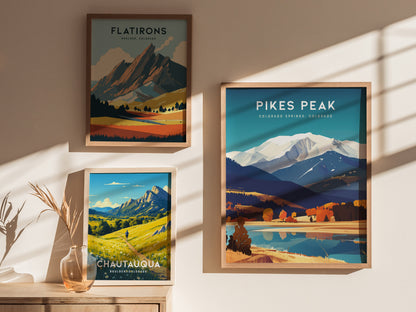 Pikes Peak Colorado Poster | Colorado Springs Mountain Wall Art Print