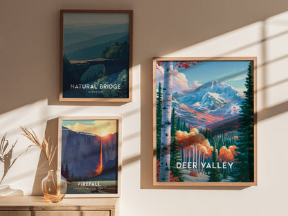 Deer Valley, Utah Poster | Alpine Ski Lodge Mountain Wall Art — styled in a modern interior