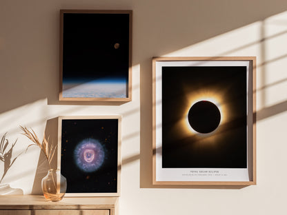 Total Solar Eclipse Poster | NASA Solar Eclipse Space Photography Wall Art — styled in a modern interior