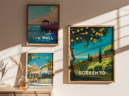 Sorrento Italy Poster | Lemon Coast Art Amalfi Travel Print