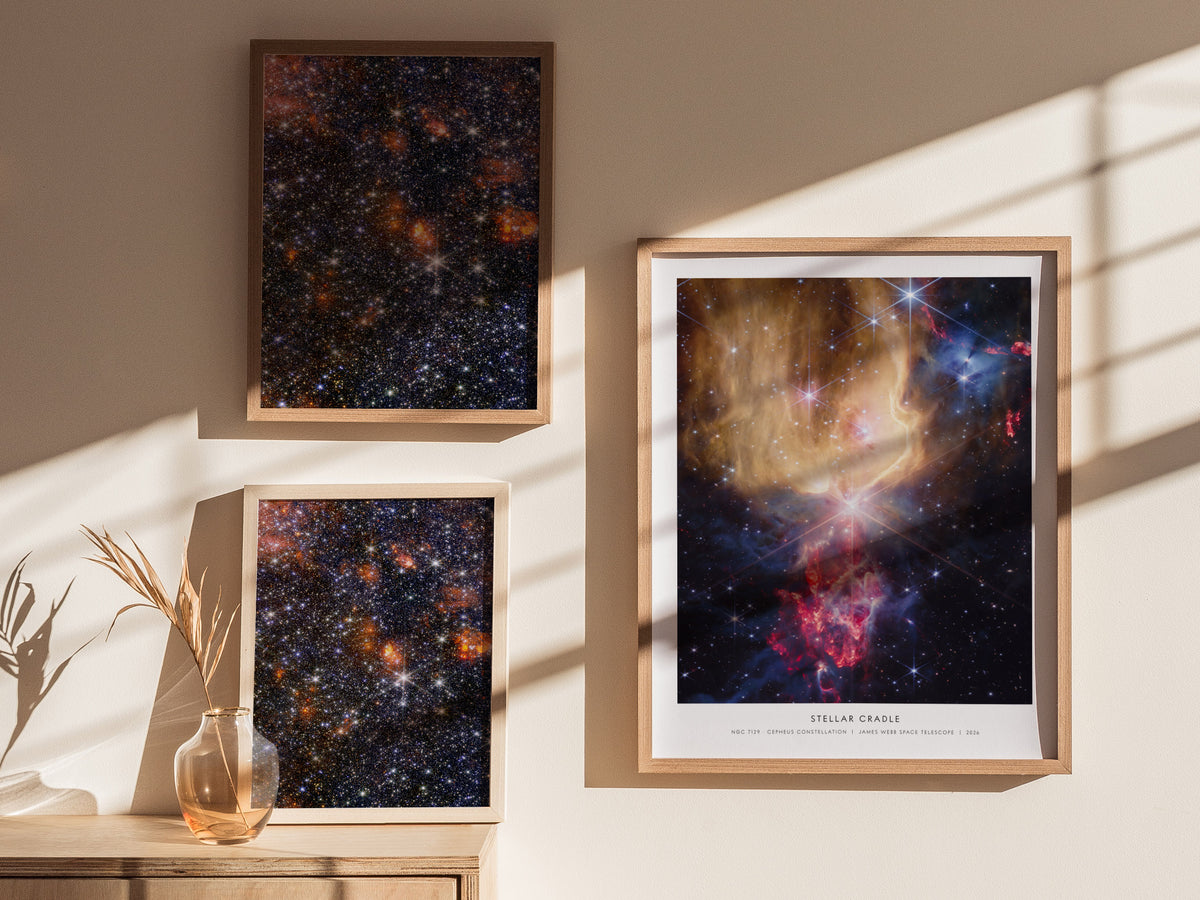Stellar Cradle Poster | Ngc 7129 · Cepheus Constellation | NASA NGC 7129 Cepheus Constellation Space Photography Wall Art — s