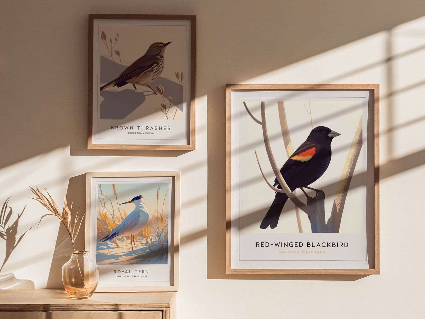 Red-Winged Blackbird Poster | Bird Art Print | Minimalist Nature Gift