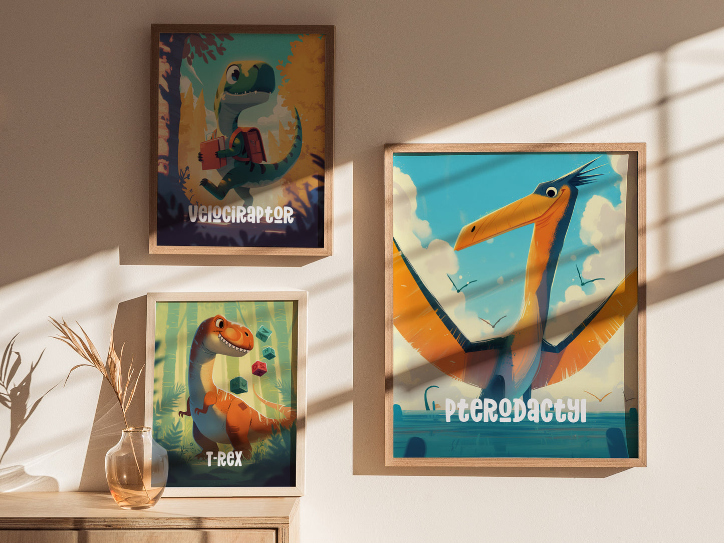Pterodactyl Poster | Dinosaur Kids Room Wall Art | Nursery Dino Print