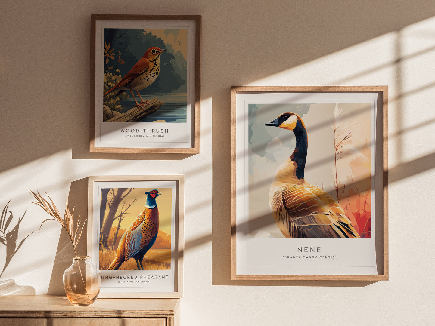 Nene (Hawaiian Goose), Hawaii Poster | Tropical Wildlife & Volcano Island Wall Art — styled in a modern interior