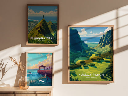 Kualoa Ranch Poster | Oahu Hawaii Jurassic Valley Wall Art