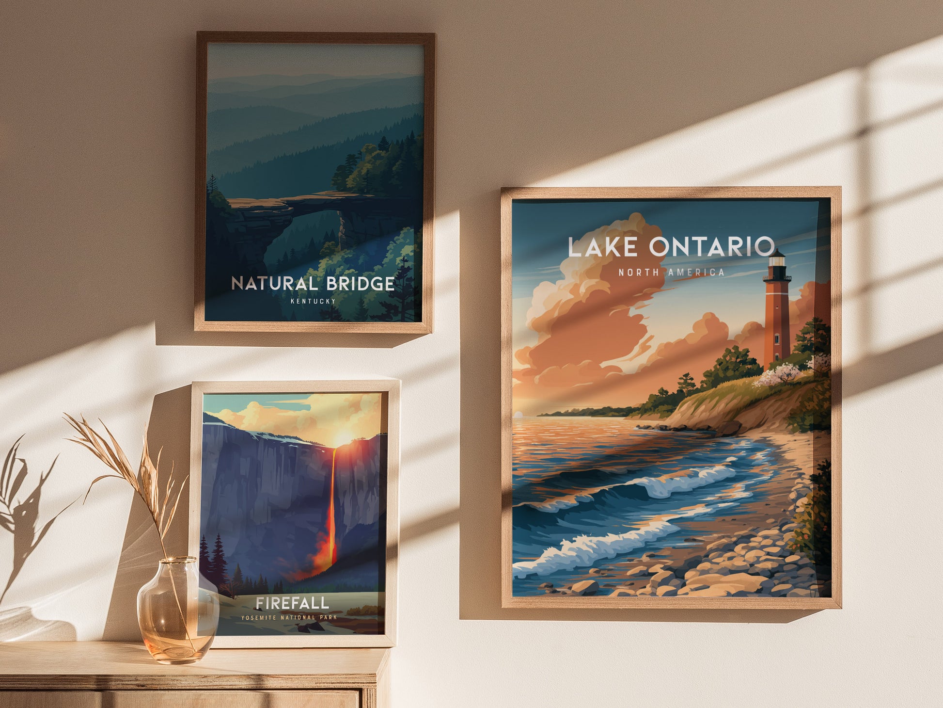 Lake Ontario, North America Poster | Freshwater Shores & Sailboat Horizon Wall Art — styled in a modern interior