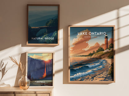 Lake Ontario, North America Poster | Freshwater Shores & Sailboat Horizon Wall Art — styled in a modern interior