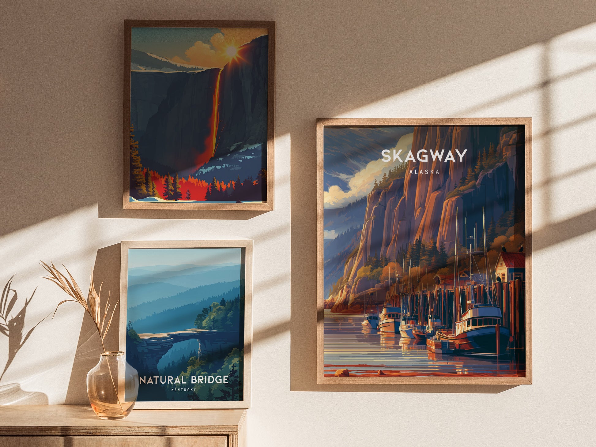 Skagway, Alaska Poster | Gold Rush Trail Mountain Wall Art — styled in a modern interior
