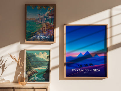 Pyramids of Giza Poster | Egypt Travel Wall Art | History Gift Print