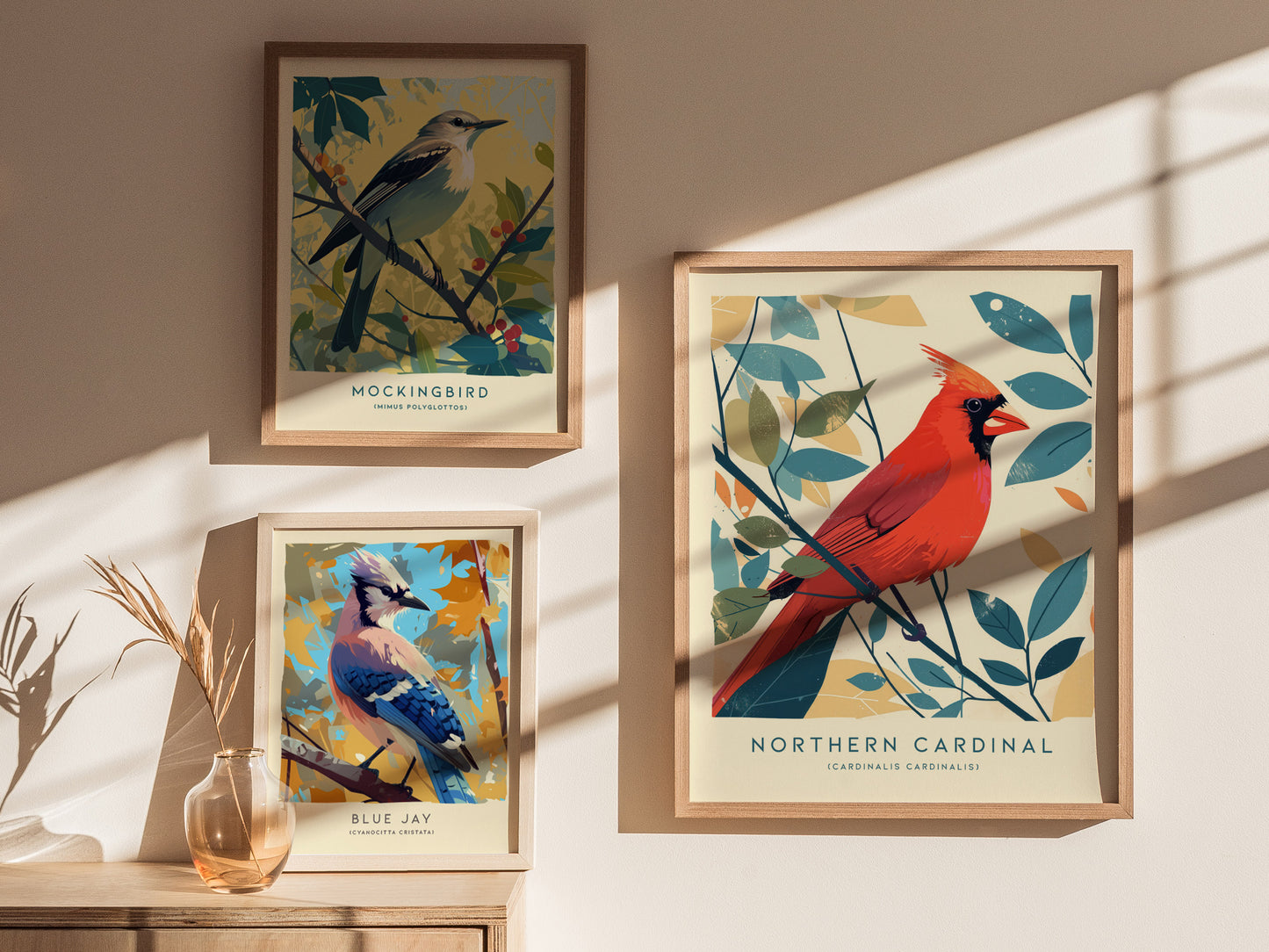 Northern Cardinal Poster | Trendy Modern Bird Wall Art