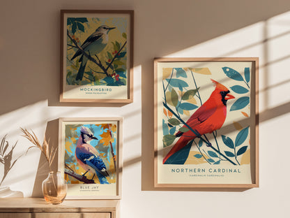 Northern Cardinal Poster | Trendy Modern Bird Wall Art