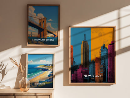 New York City Skyline Poster | Empire State Building Pop Art Print