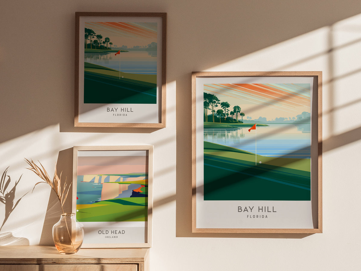 Bay Hill Matte Border Poster | Florida Travel Wall Art — styled in a modern interior