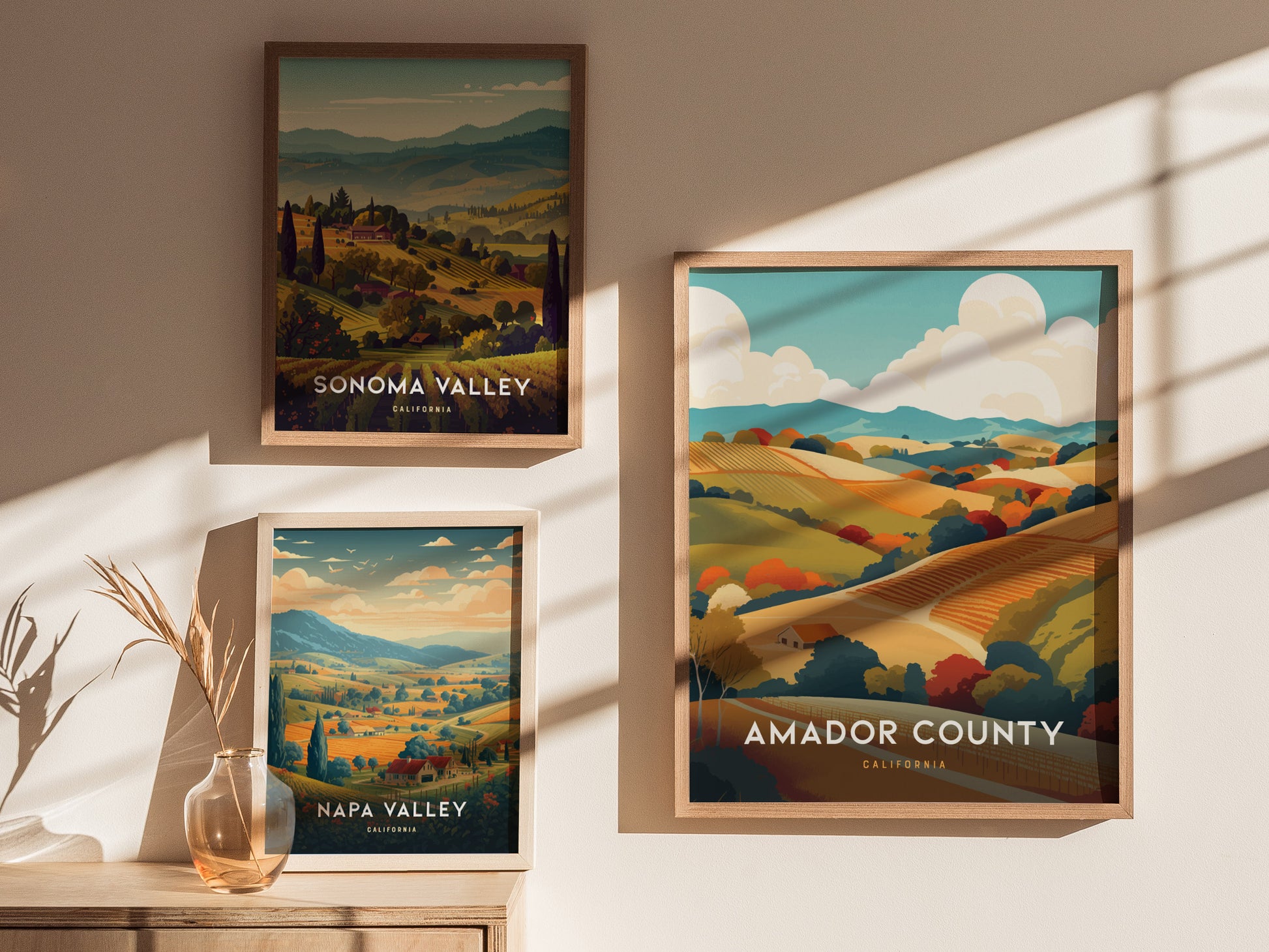 Amador County California Vineyards Poster | Wine Country Wall Art | Framed or Unframed